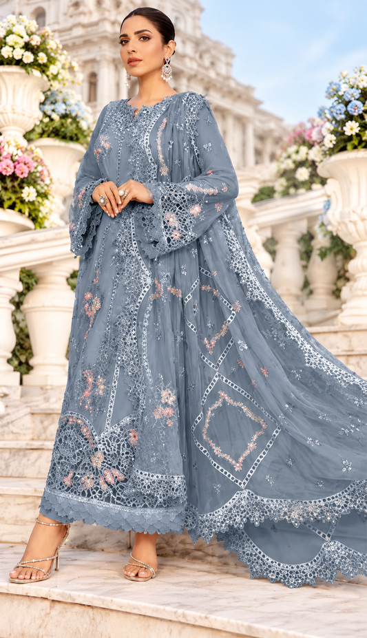 Mah-E-Noor winter 3pc Emboridered Viscose