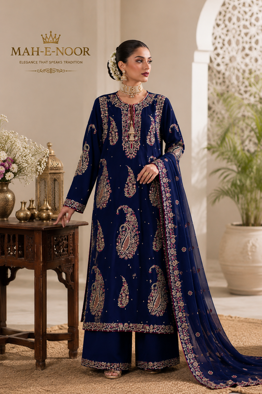 Mah-E-Noor silk Embroiderd 2pc