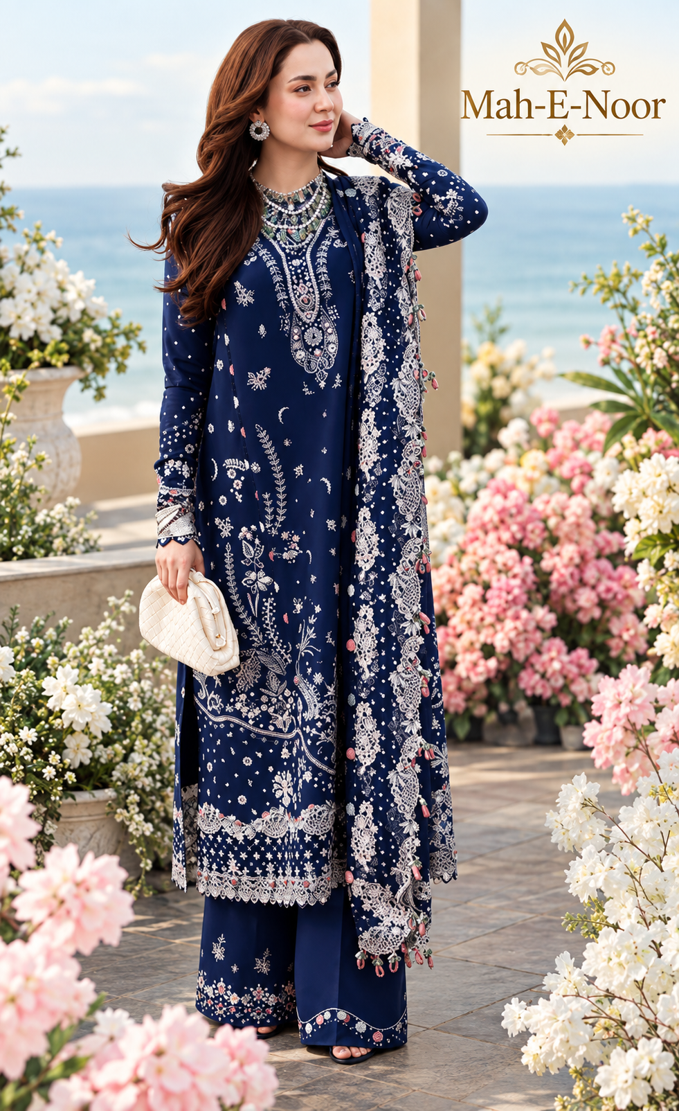 Mah-E-Noor winter 3pc Dyed Dhanak