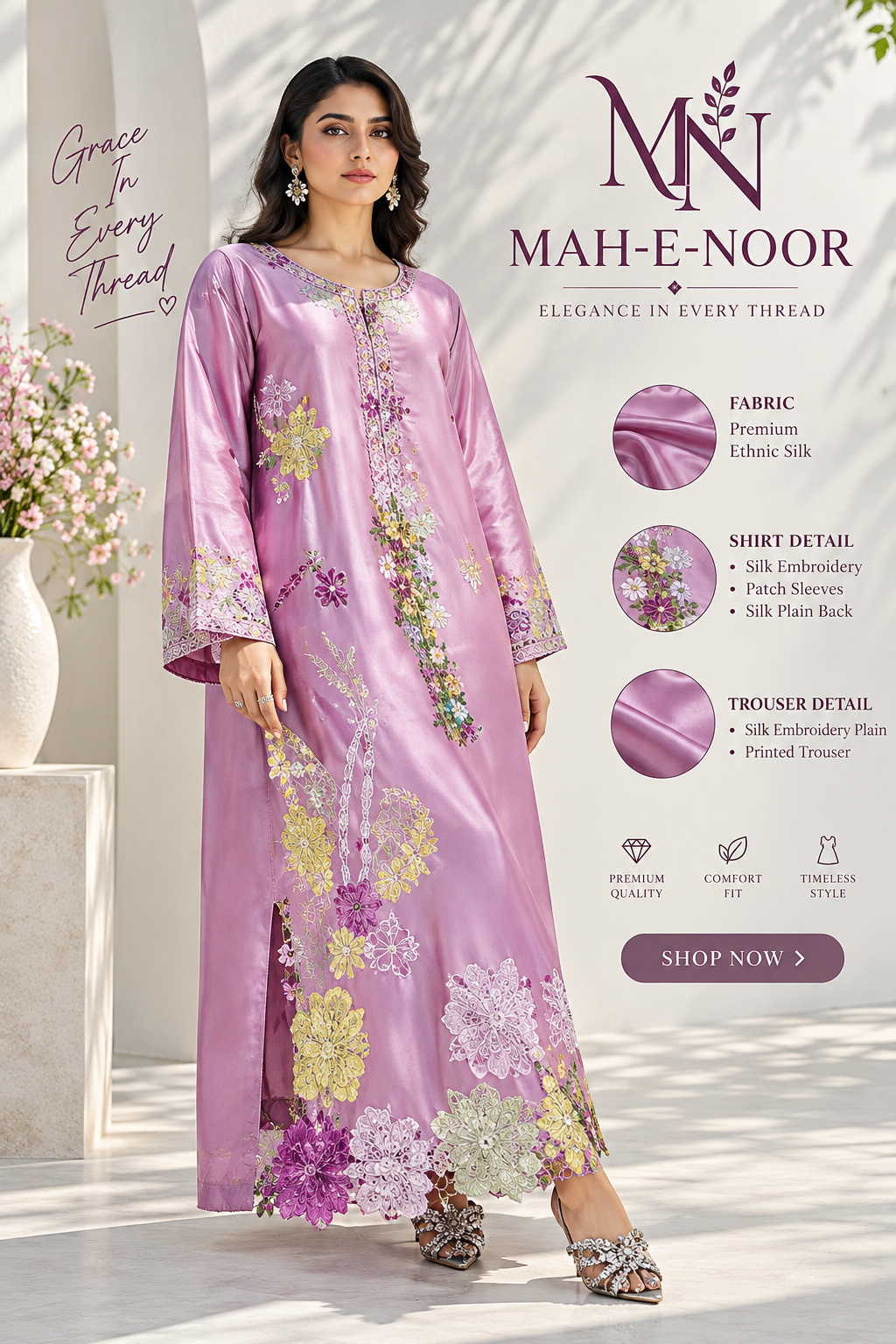 Mah-E-Noor winter 2pc SLIK