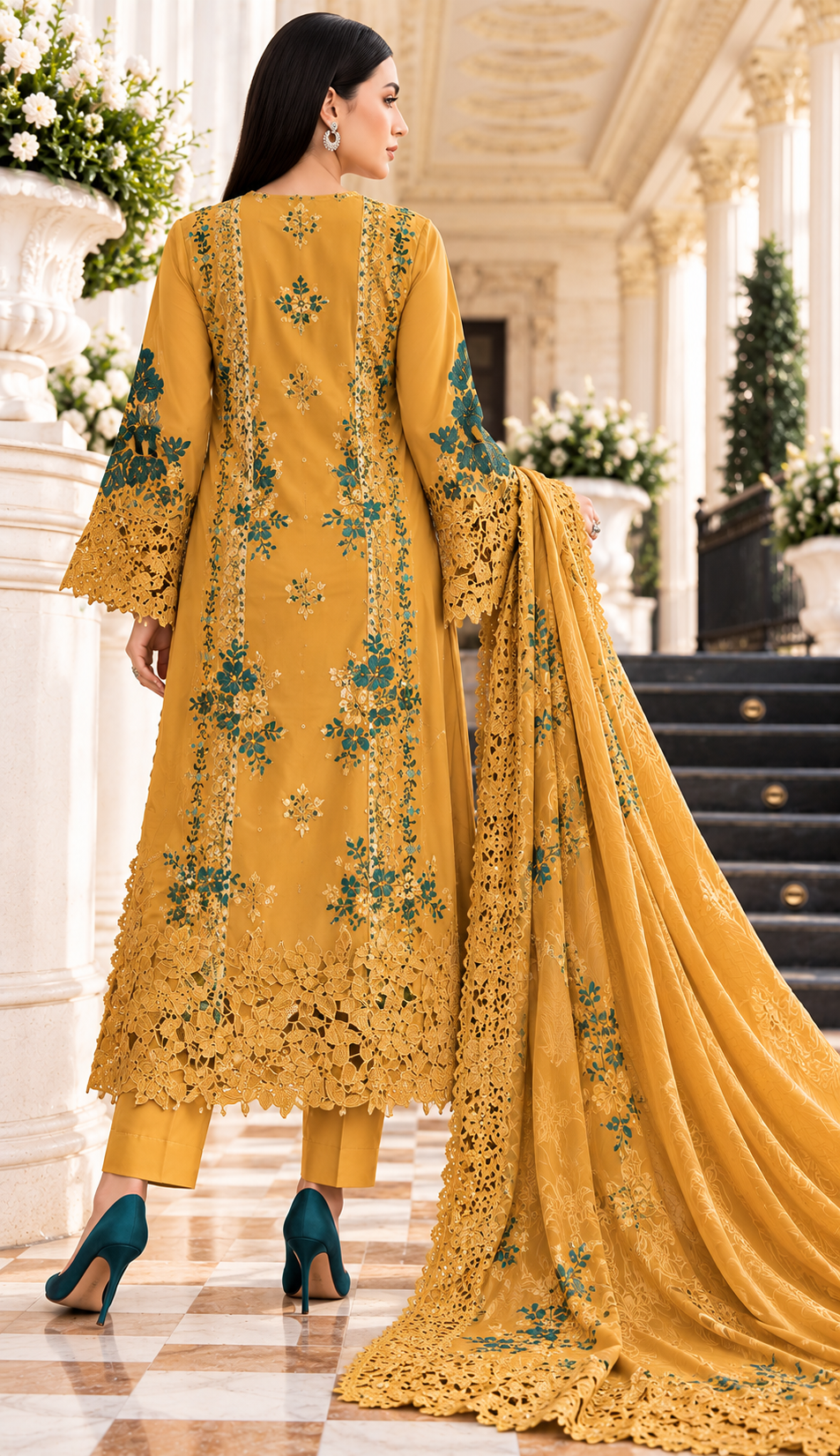 Mah-E-Noor winter 3pc Emboridered Viscose