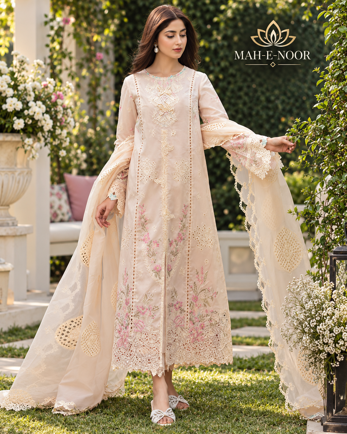 Mah-E-Noor winter 3pc Dyed Dhanak