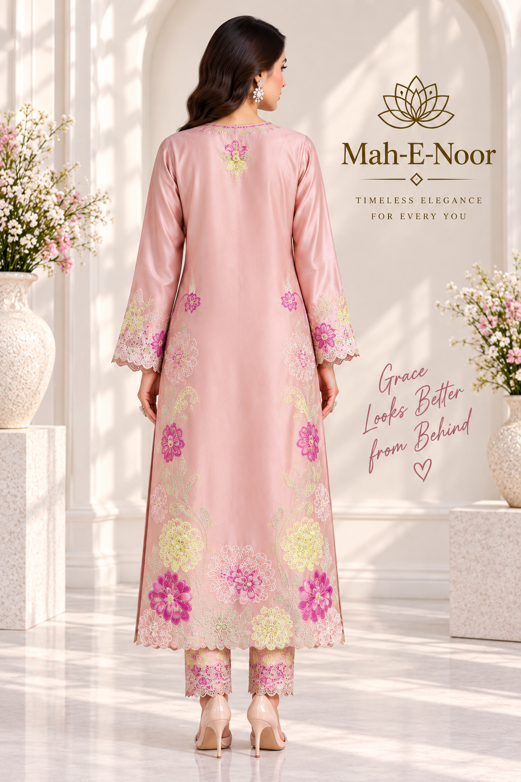 Mah-E-Noor winter 2pc Emboridered Silk