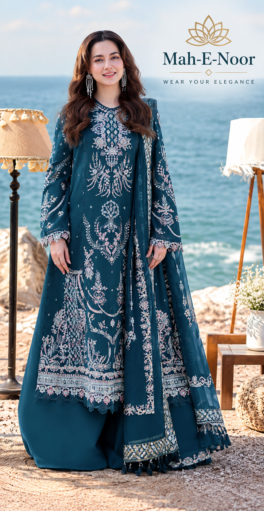 Mah-E-Noor winter 3pc Dyed Dhanak