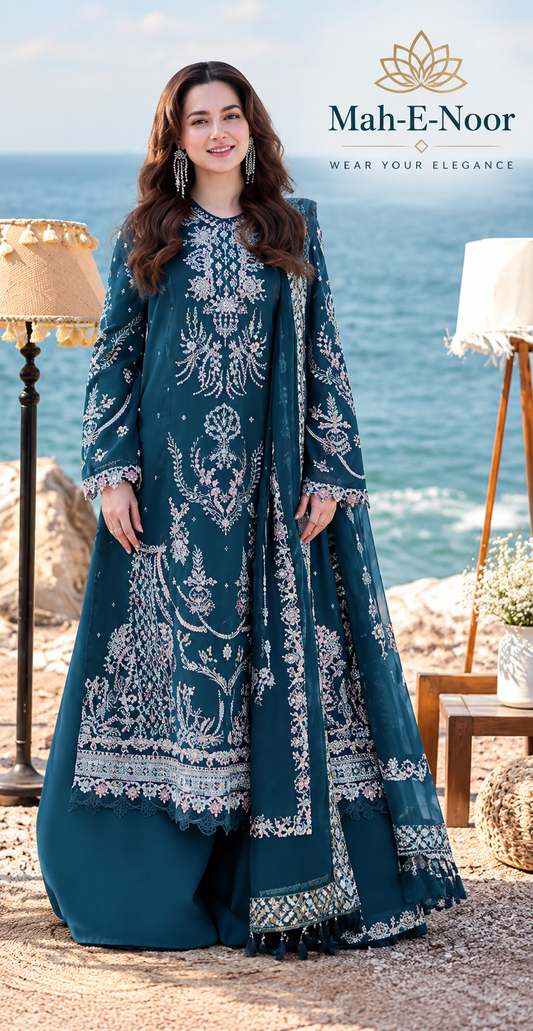 Mah-E-Noor winter 3pc Dyed Dhanak
