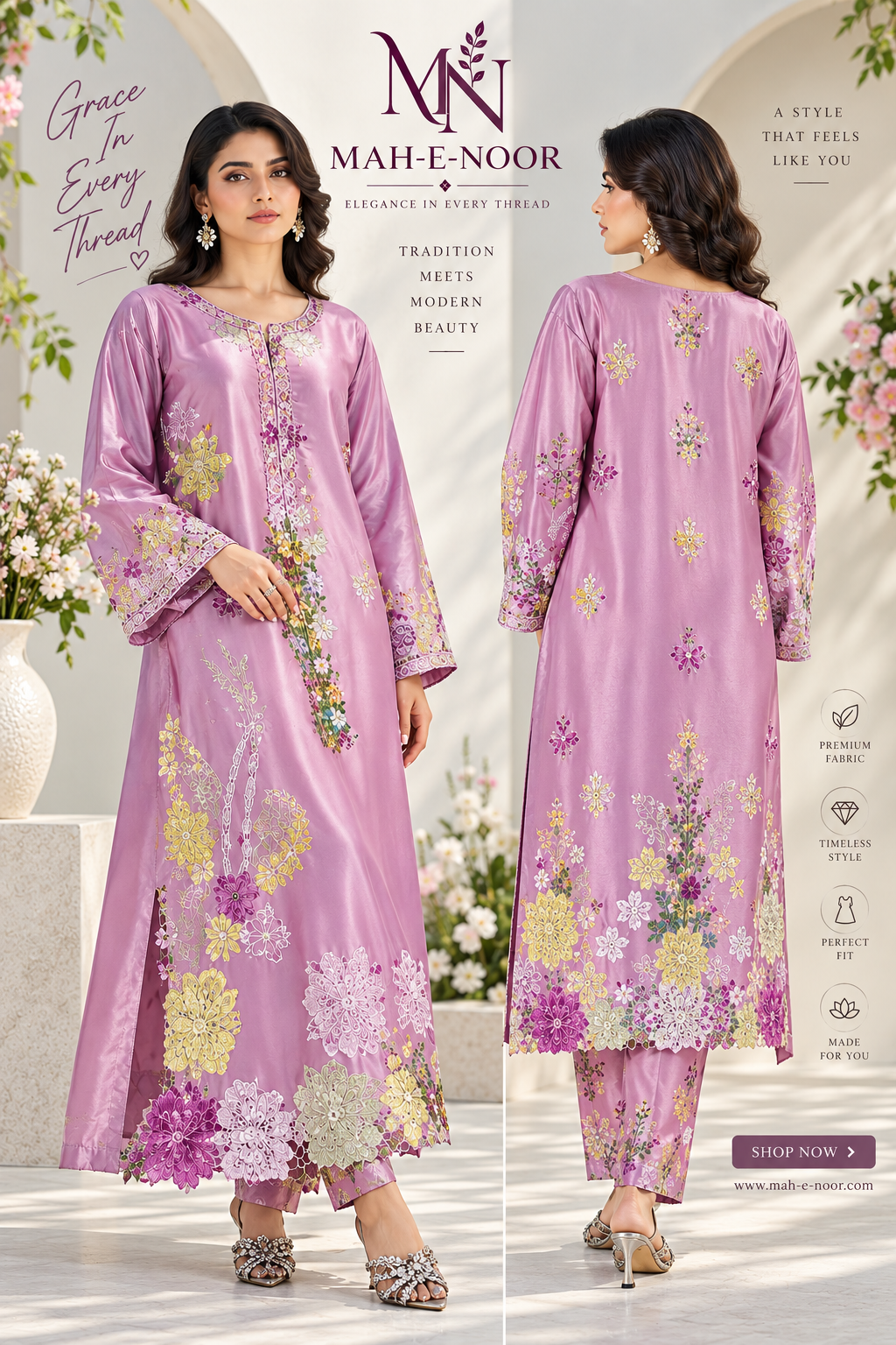 Mah-E-Noor winter 2pc SLIK