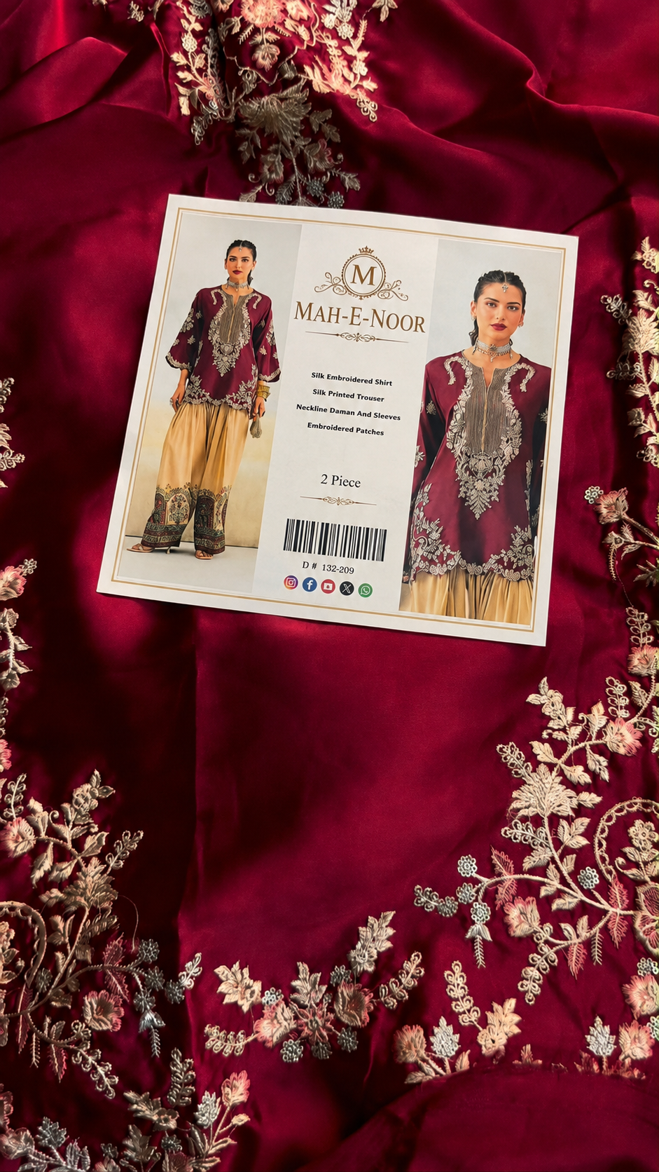 Mah-E-Noor silk Embroiderd 2pc