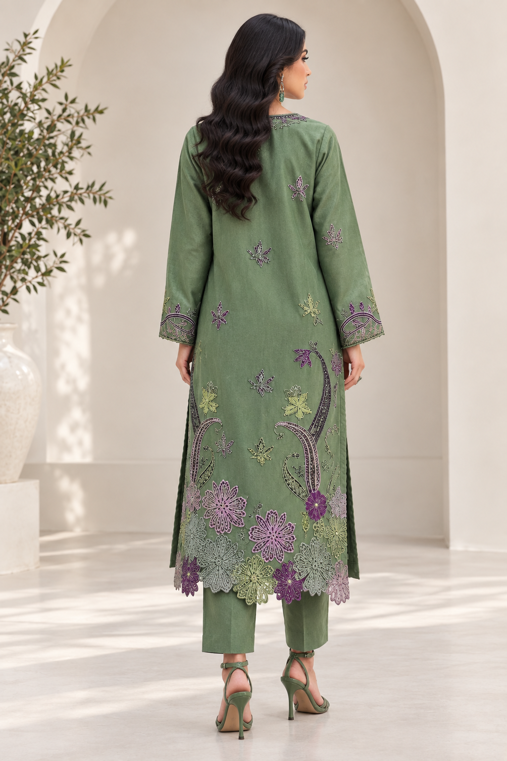 Mah-e-Noor 2pc winter Kaftaan Slik