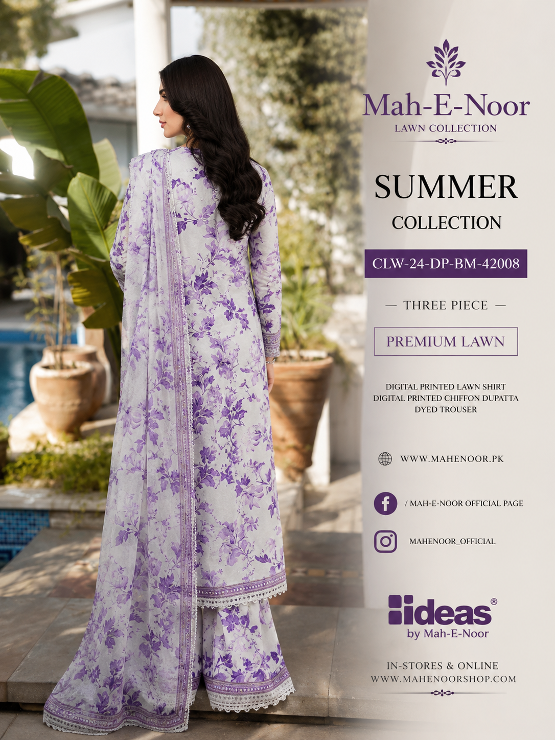 Mah-E-Noor Premium Lawn 3-Piece suit