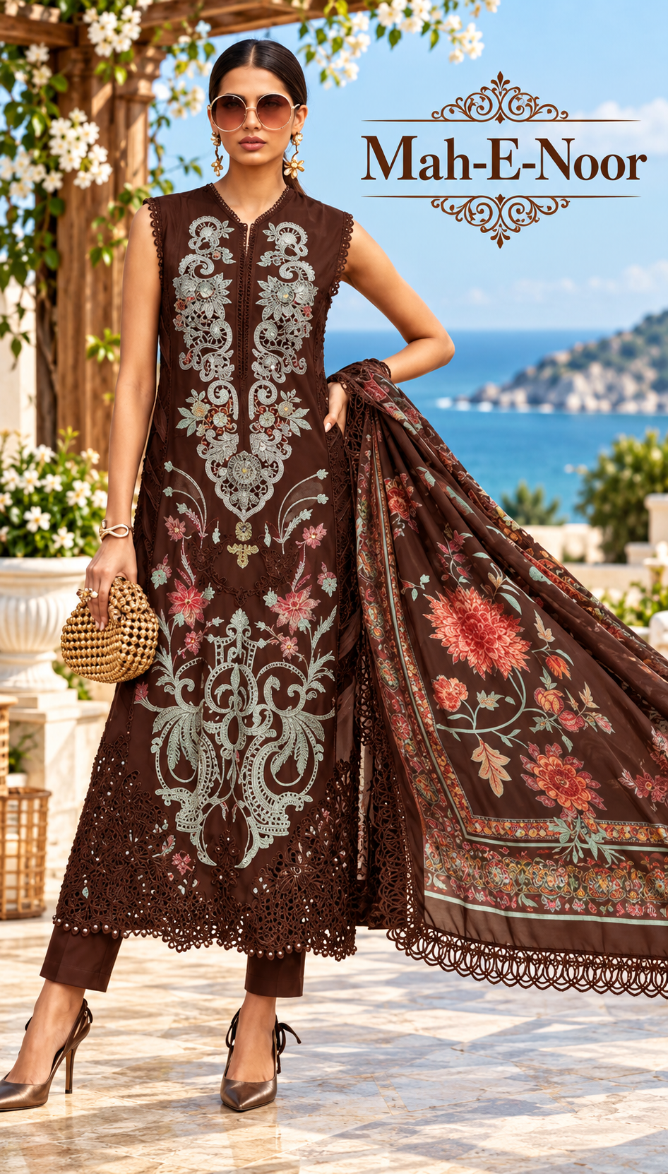 Mah-E-Noor winter 3pc Emboridered Viscose