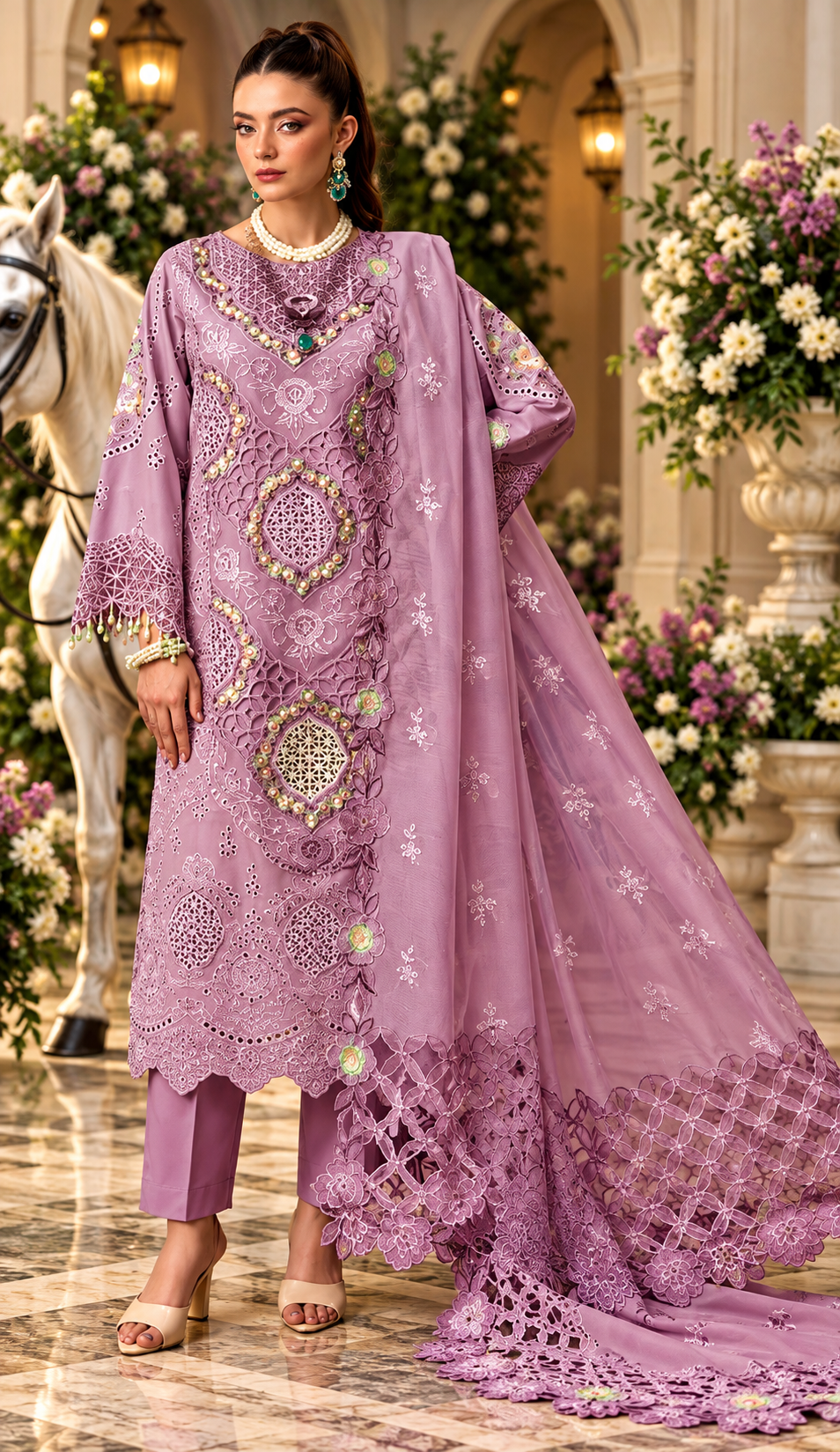 Mah-E-Noor winter 3pc Emboridered Viscose