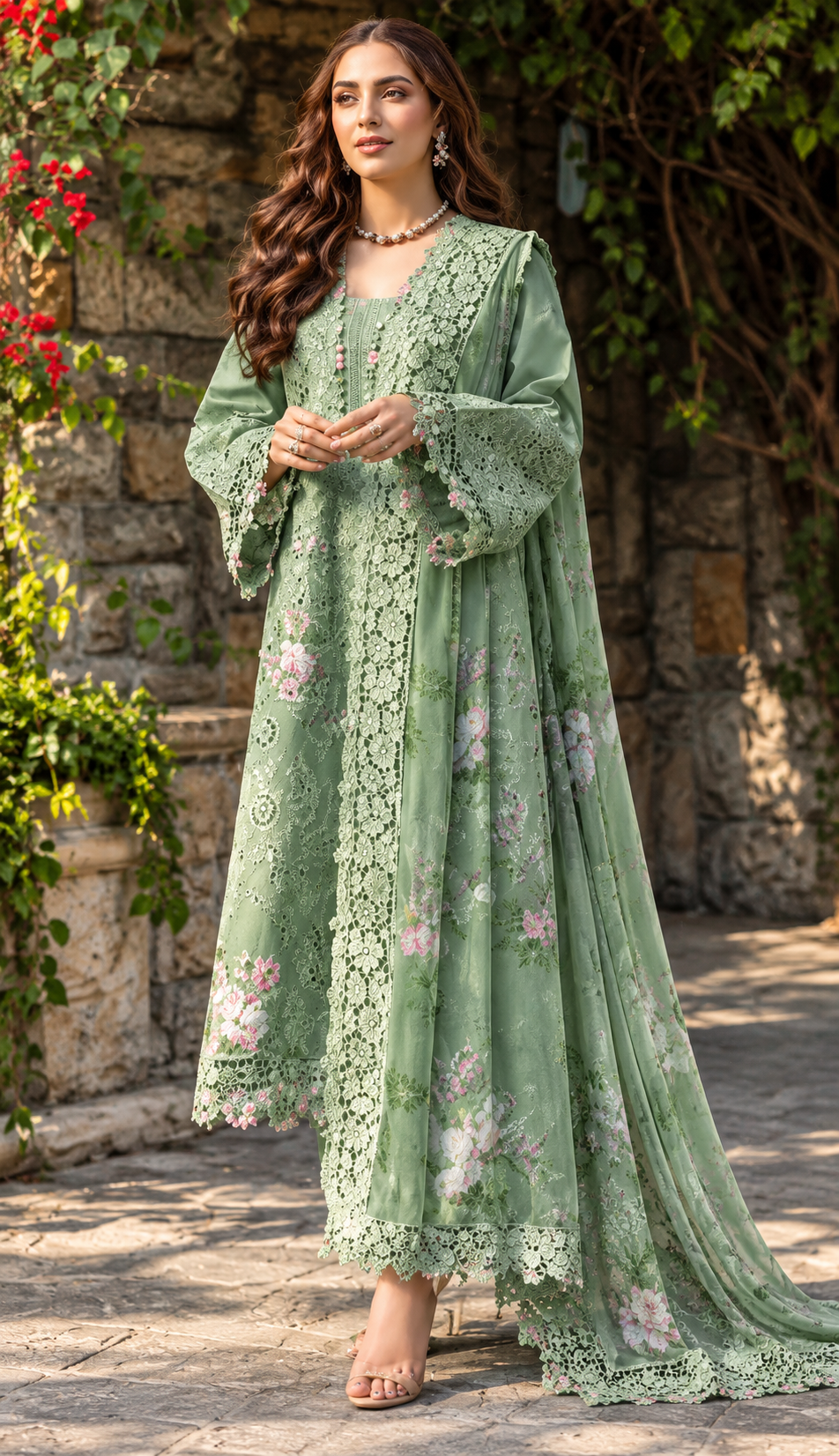 Mah-E-Noor winter 3pc Emboridered Viscose