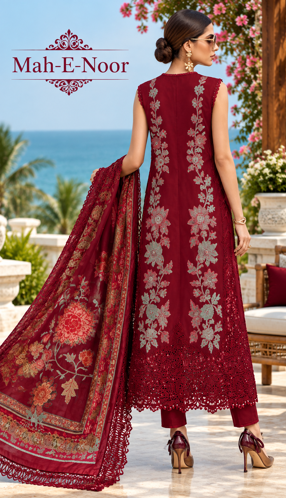 Mah-E-Noor winter 3pc Emboridered Viscose