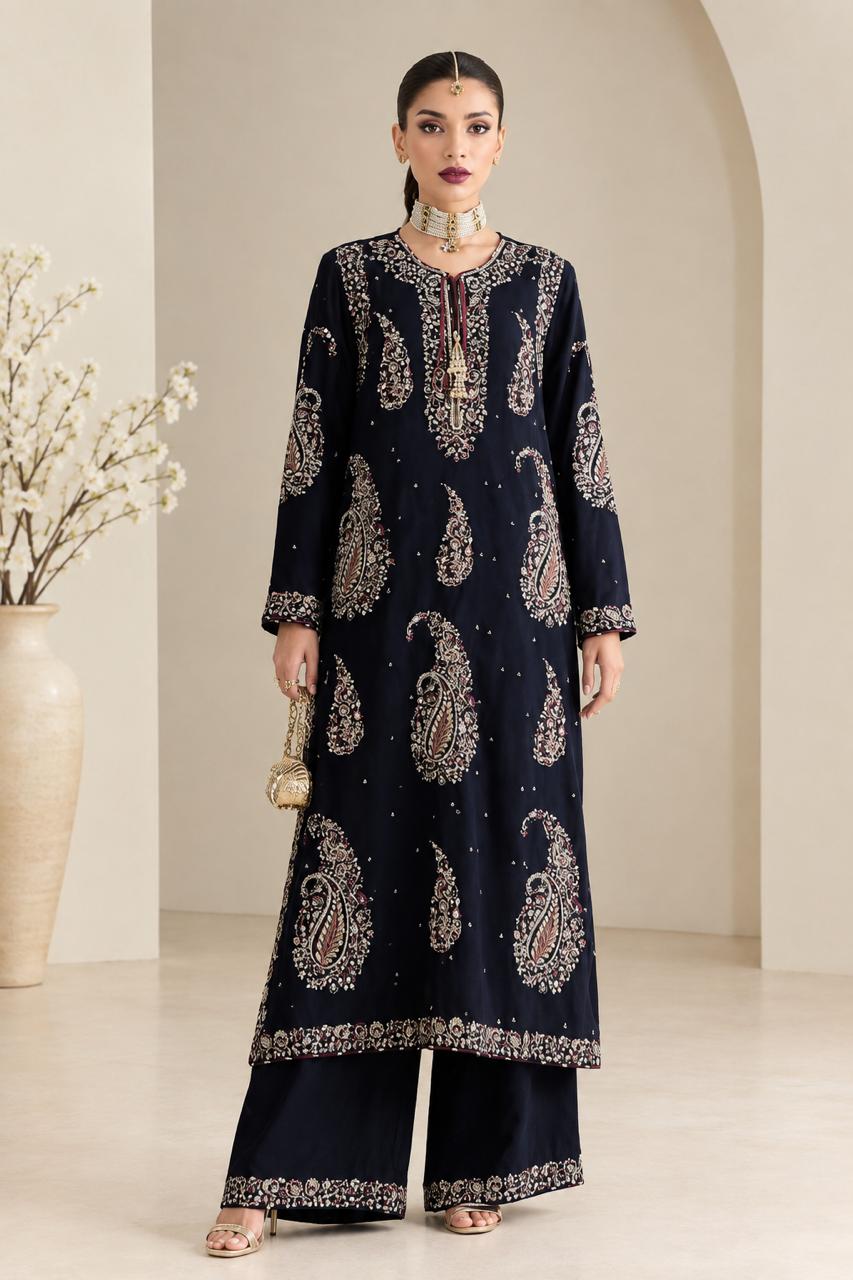 Mah-E-Noor winter 2pc ETHNIC SLIK