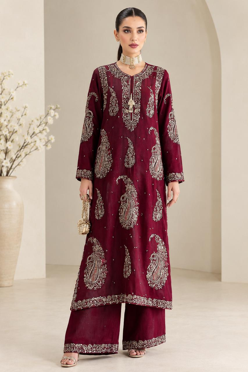 Mah-E-Noor winter 2pc ETHNIC SLIK