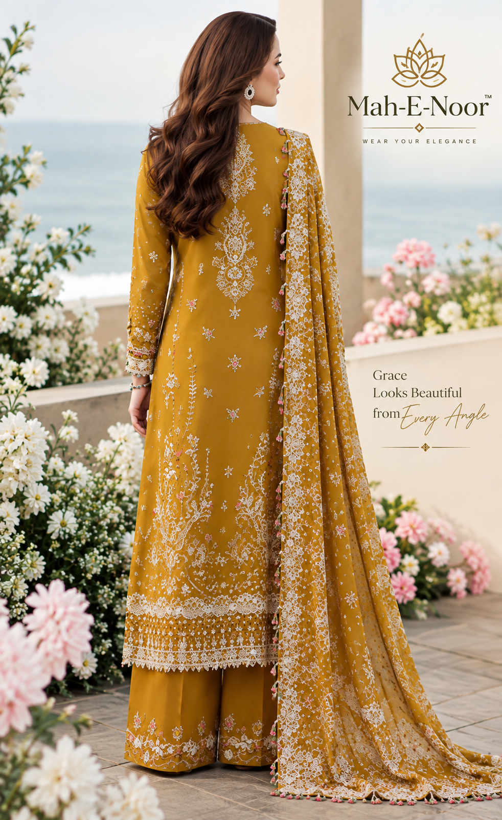 Mah-E-Noor winter 3pc Dyed Dhanak