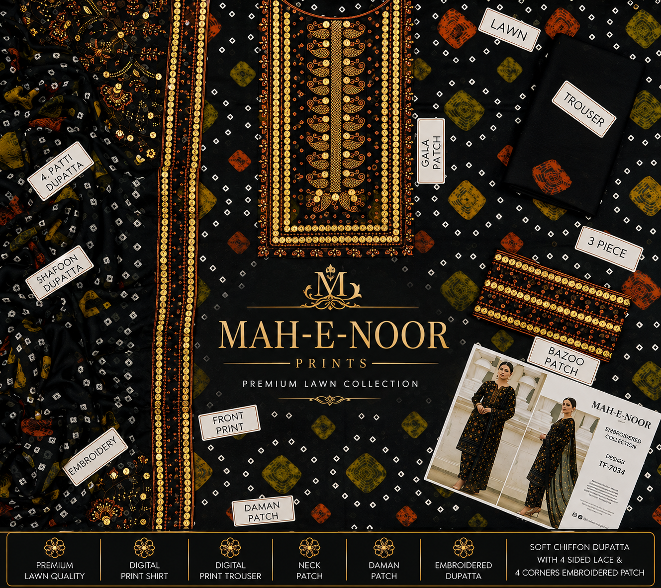Mah-E-Noor Premium Lawn 3-Piece