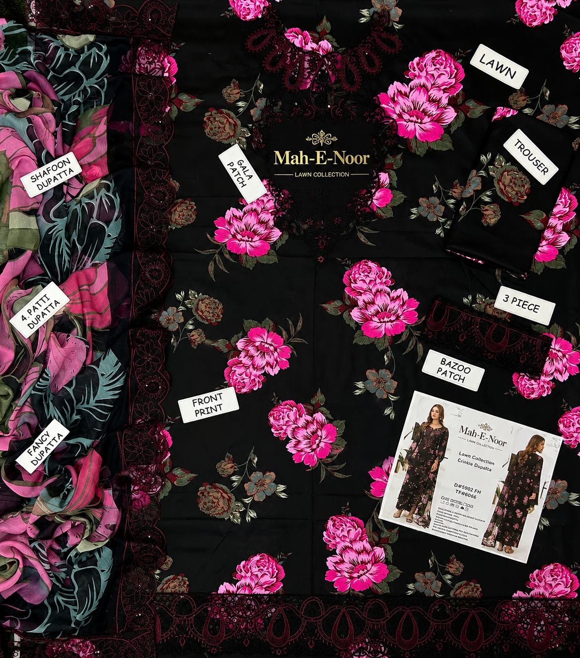 Mah-E-Noor Premium Lawn 3-Piece