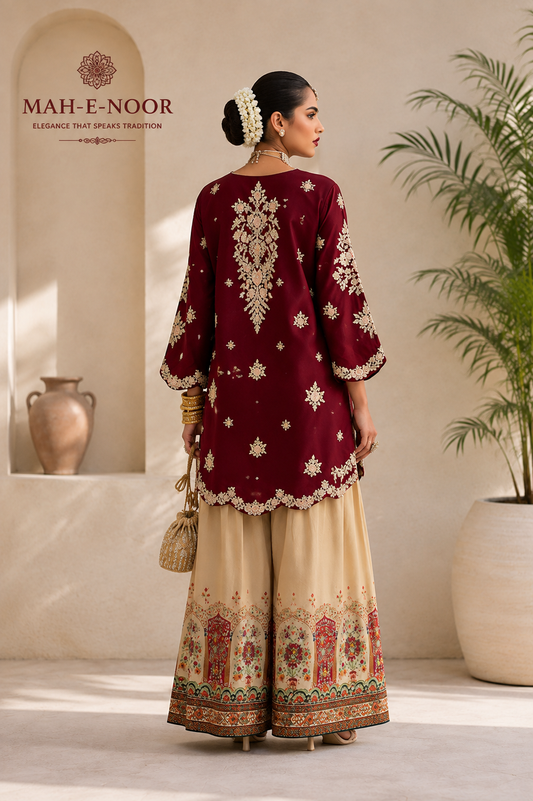 Mah-E-Noor silk Embroiderd 2pc