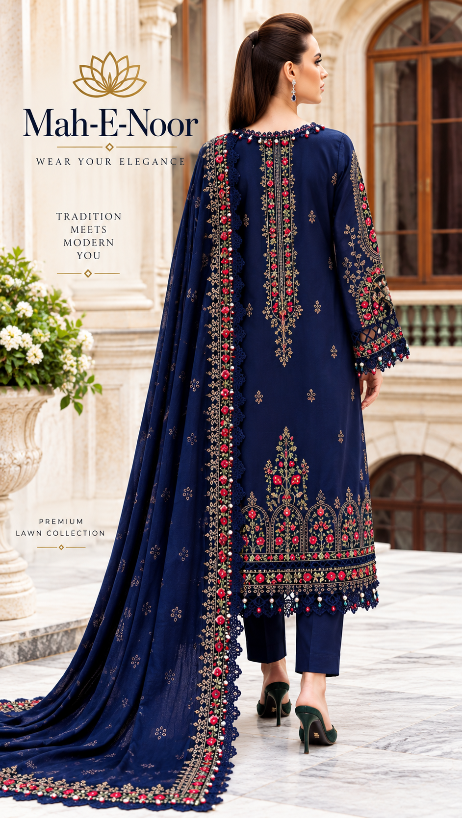 Mah-E-Noor winter 3pc Dyed Dhanak