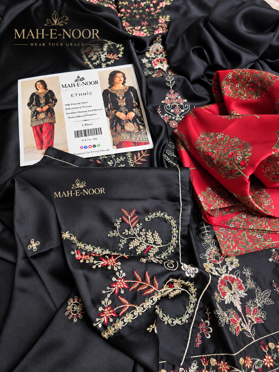 Mah-E-Noor winter 2pc  ETHNIC SLIK