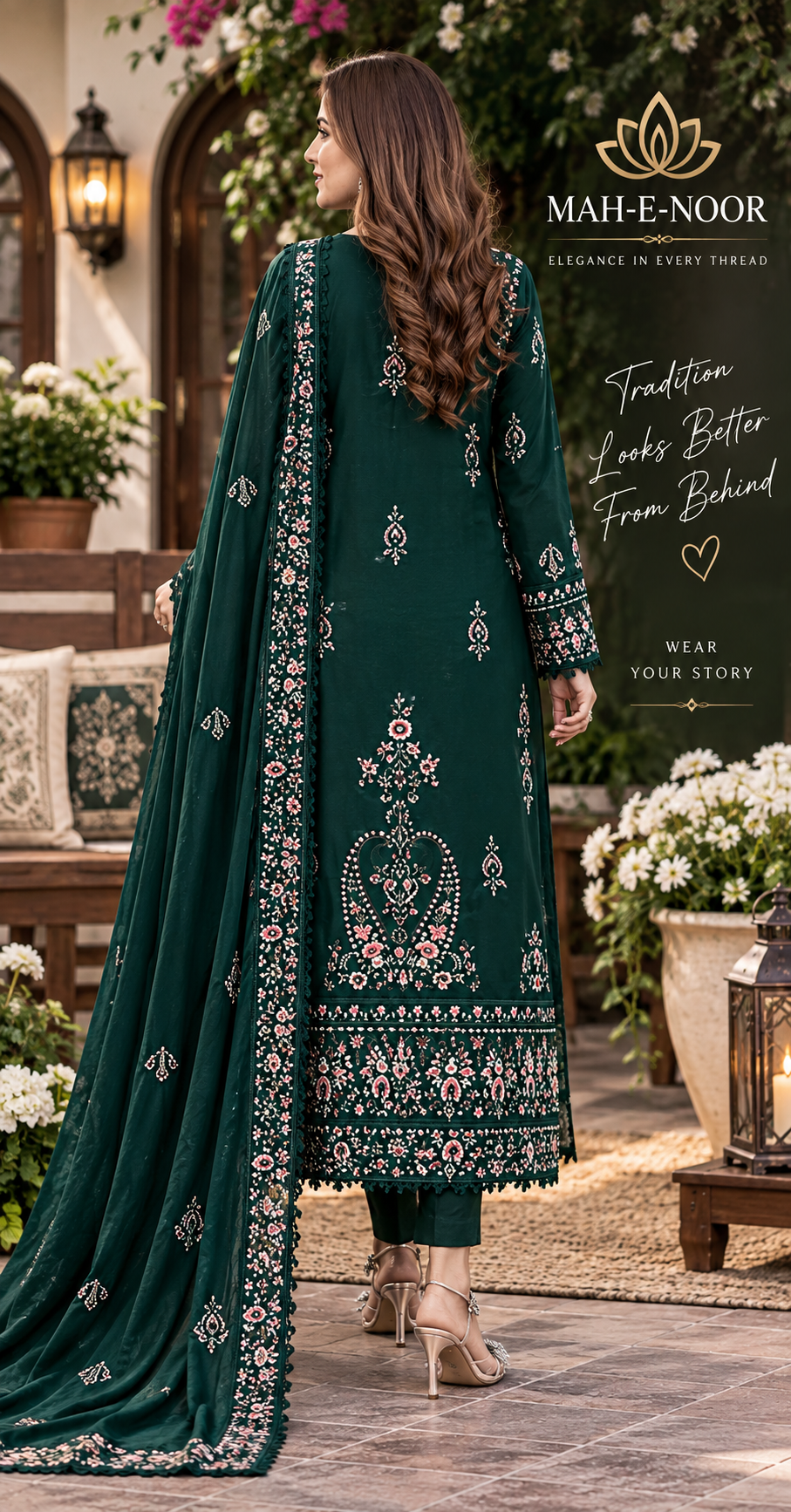 Mah-E-Noor winter 3pc Dyed Dhanak