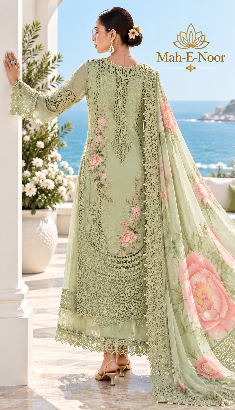 Mah-E-Noor winter 3pc Emboridered Viscose