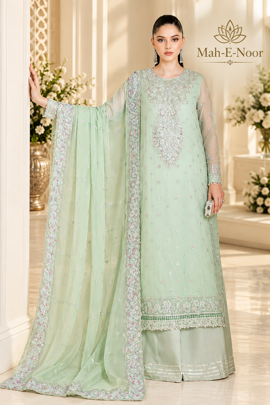 Mah-E-Noor winter 3pc Premium Emboridered Lawn