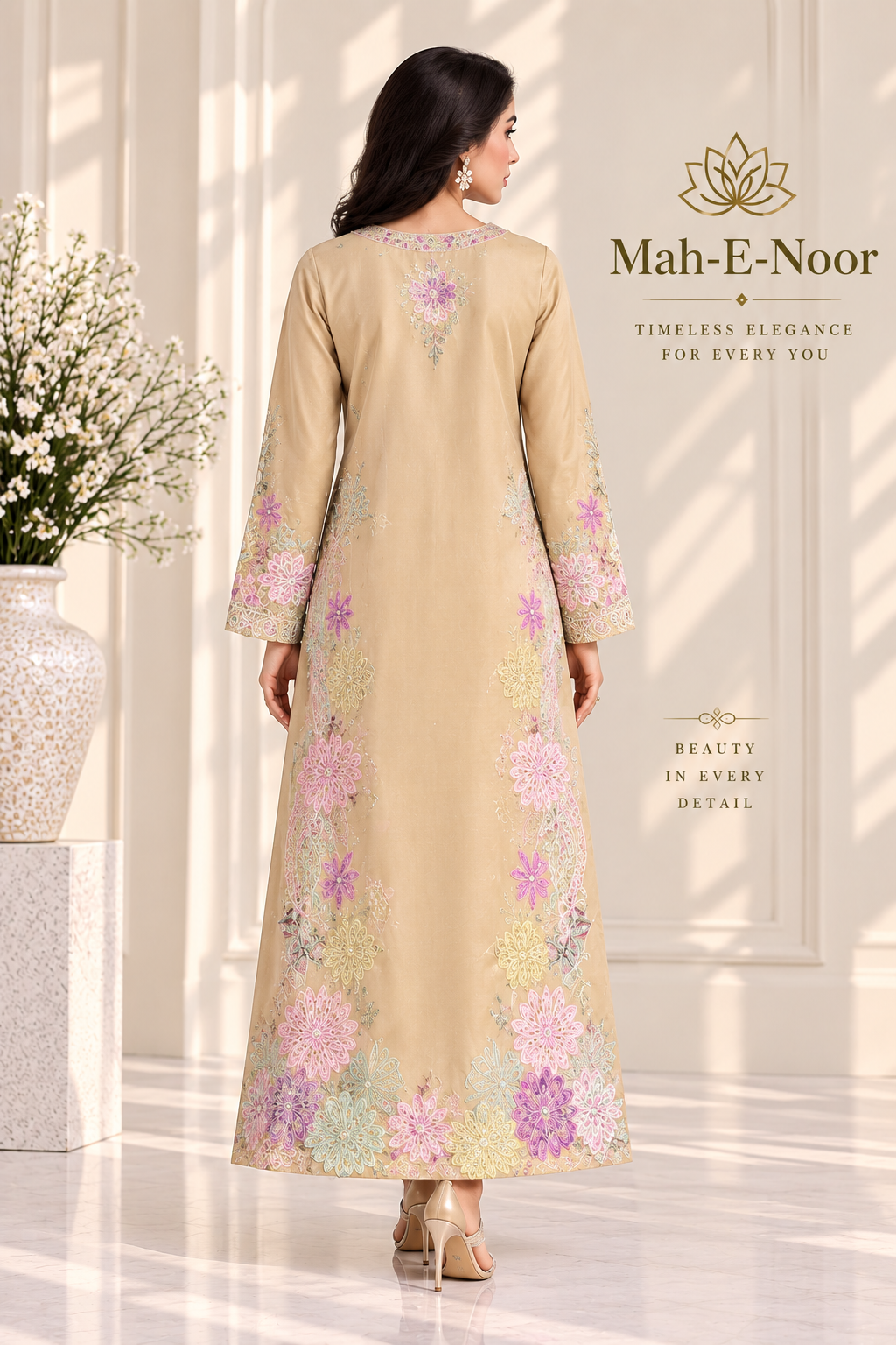 Mah-E-Noor winter 2pc Emboridered Silk