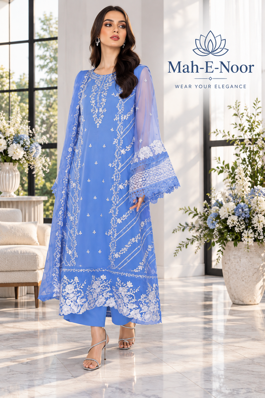 Mah-E-Noor winter 3pc Premium Emboridered Lawn