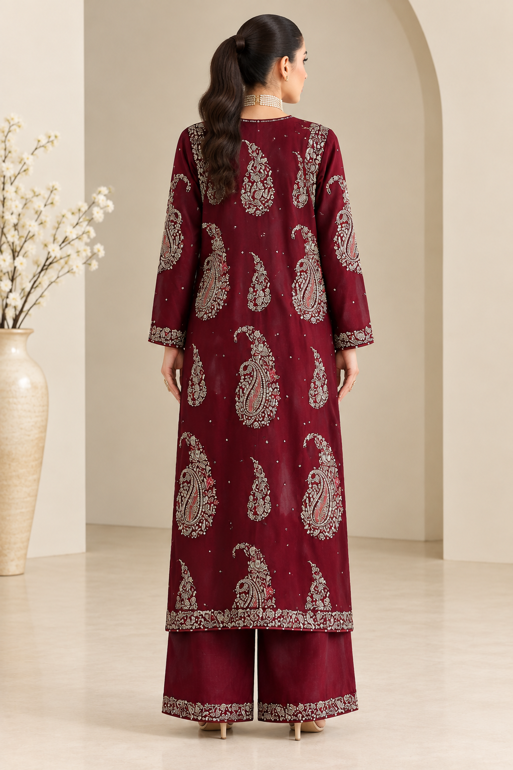Mah-E-Noor winter 2pc ETHNIC SLIK