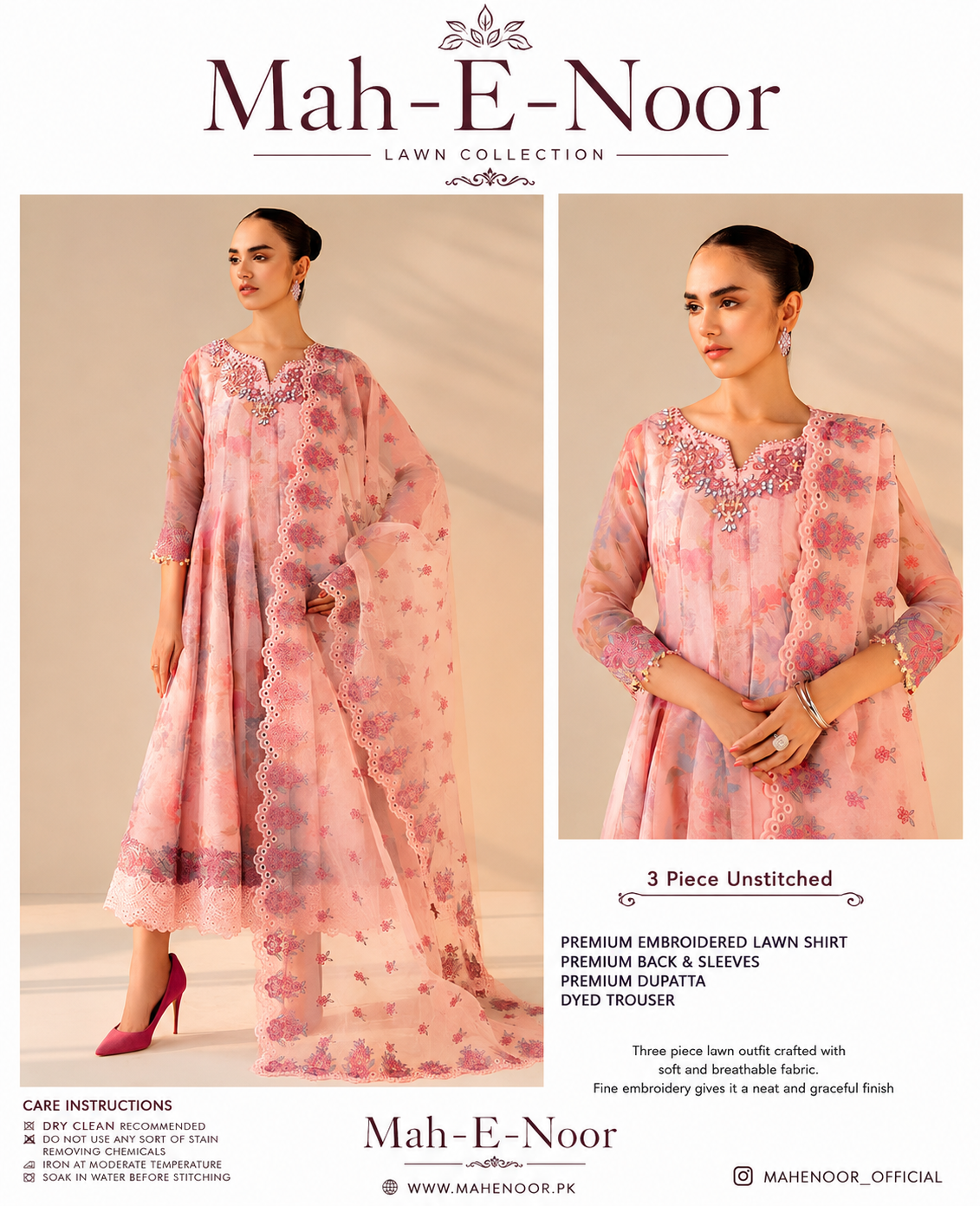 Mah-E-Noor Premium Lawn 3-Piece