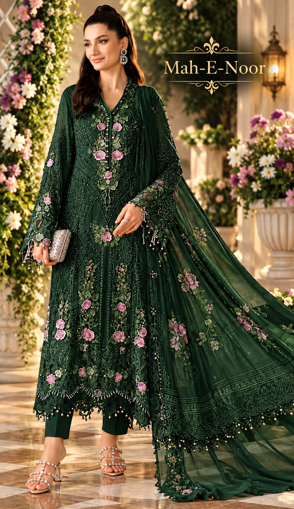 Mah-E-Noor winter 3pc Emboridered Viscose