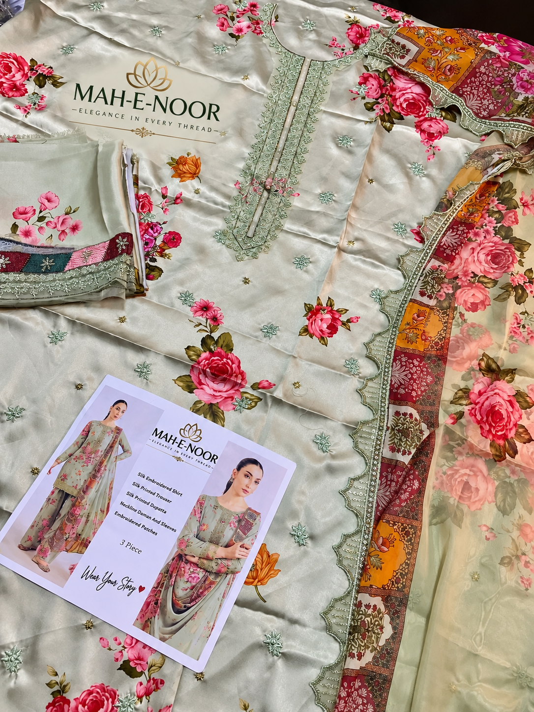 Mah-e-Noor 3pc winter Kaftaan Slik