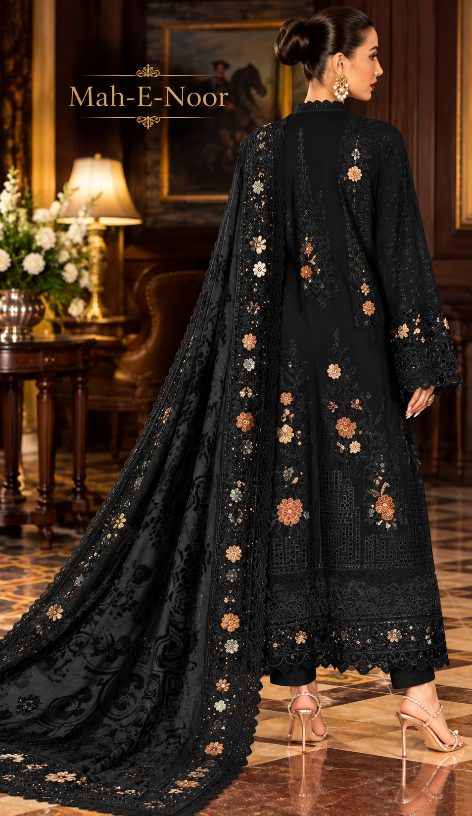 Mah-E-Noor winter 3pc Emboridered Viscose