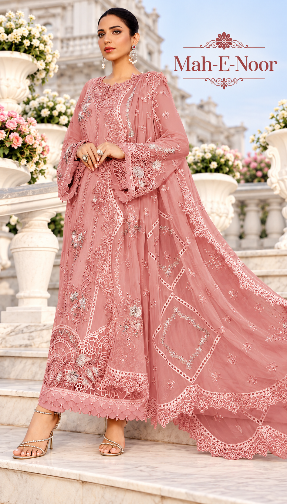 Mah-E-Noor winter 3pc Emboridered Viscose