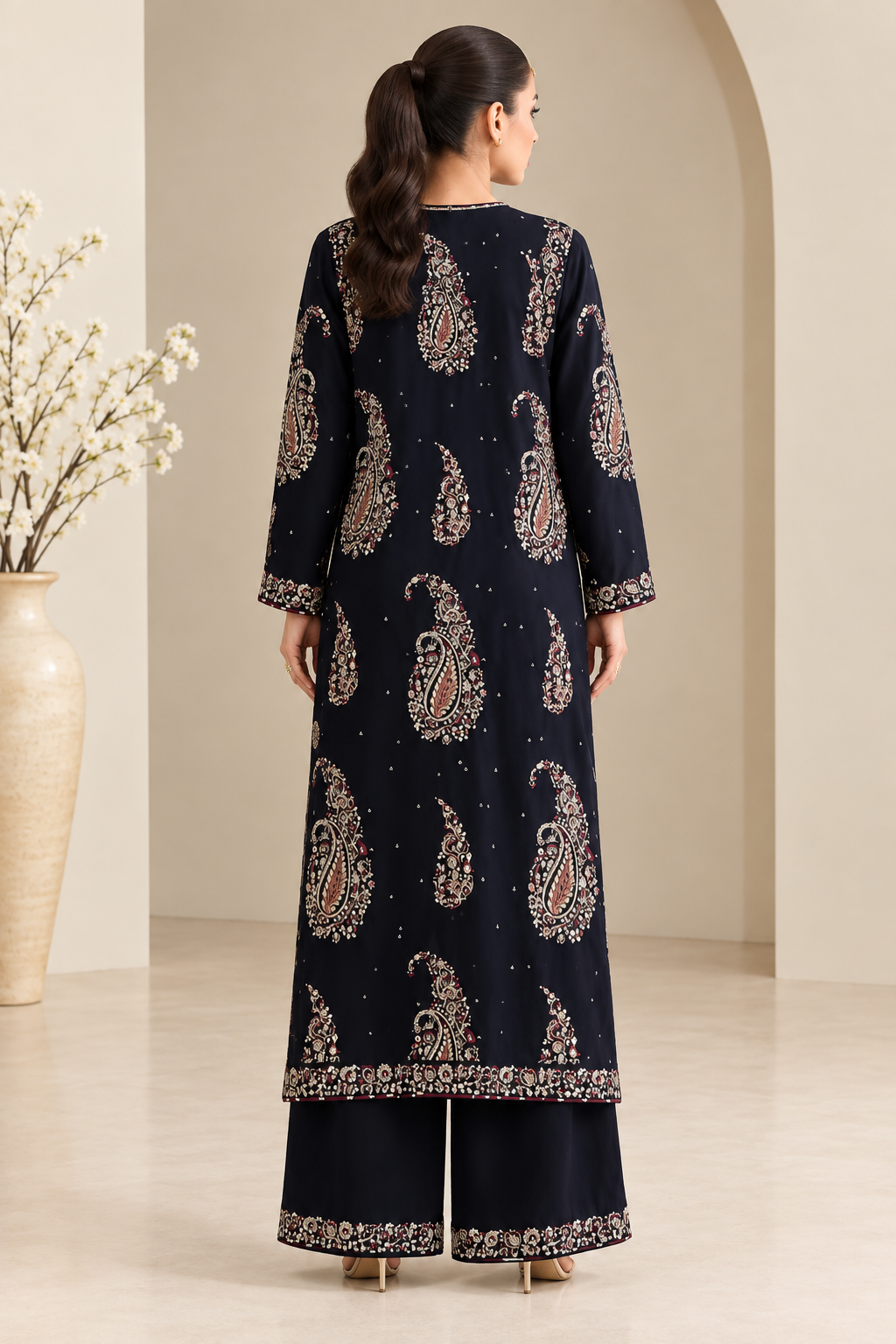 Mah-E-Noor winter 2pc ETHNIC SLIK