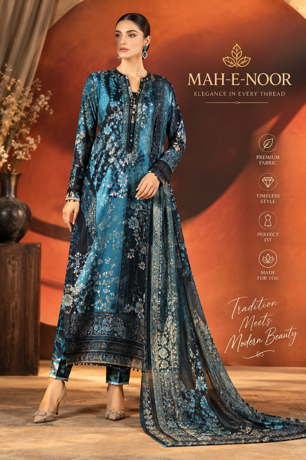Mah-E-Noor winter 3PC MARIA B SLIK