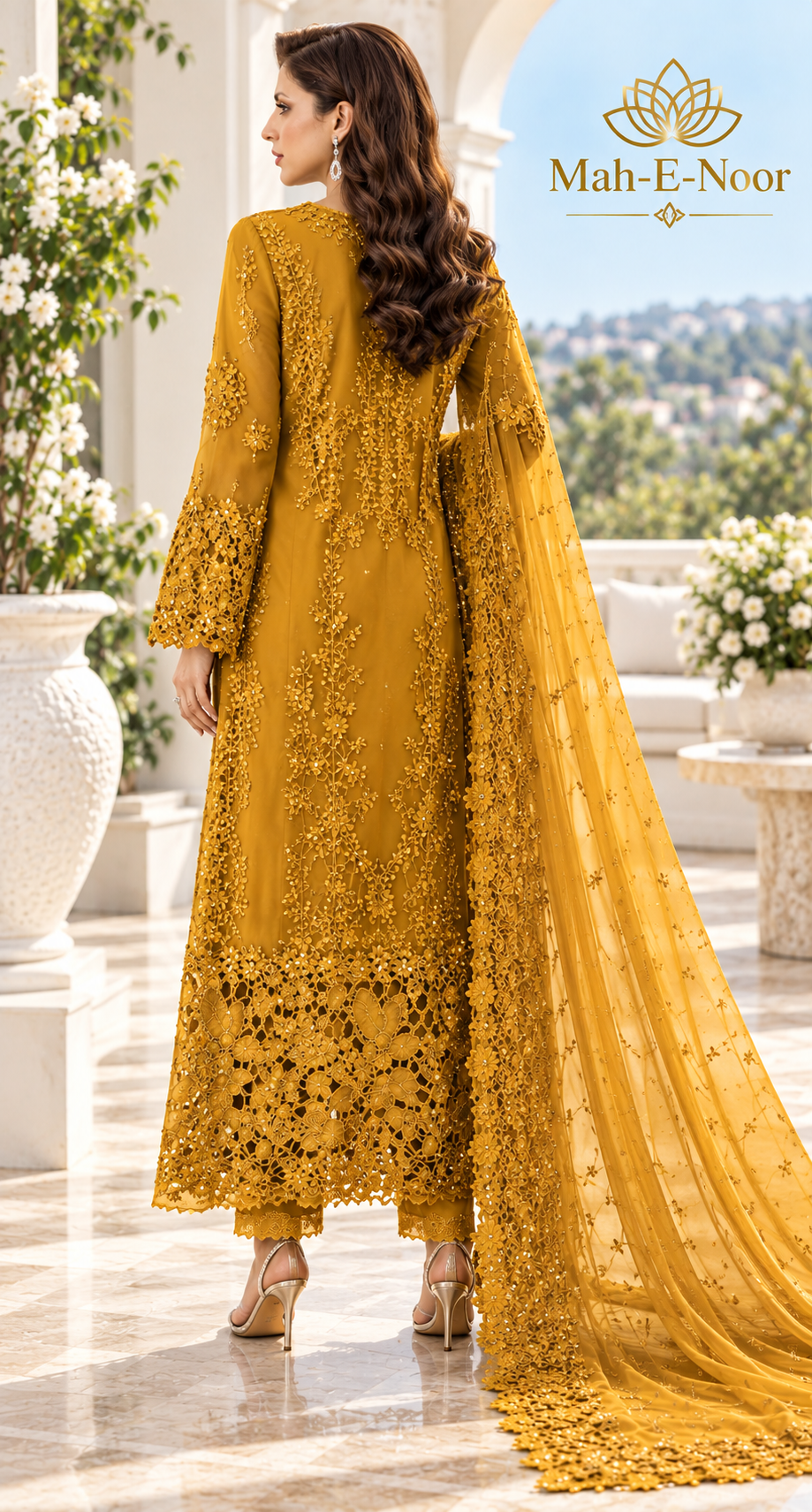 Mah-E-Noor winter 3pc Emboridered Viscose