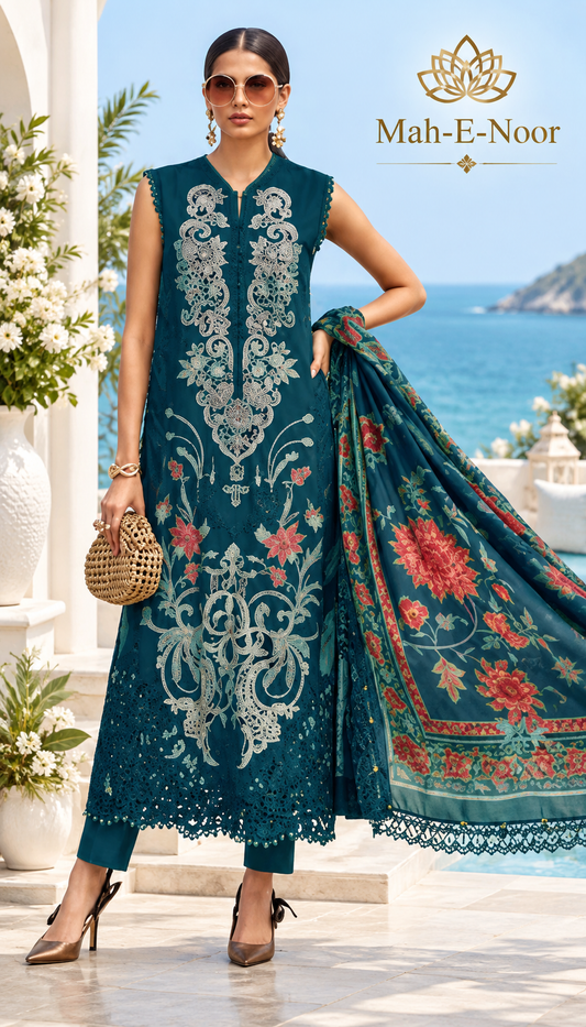 Mah-E-Noor winter 3pc Emboridered Viscose