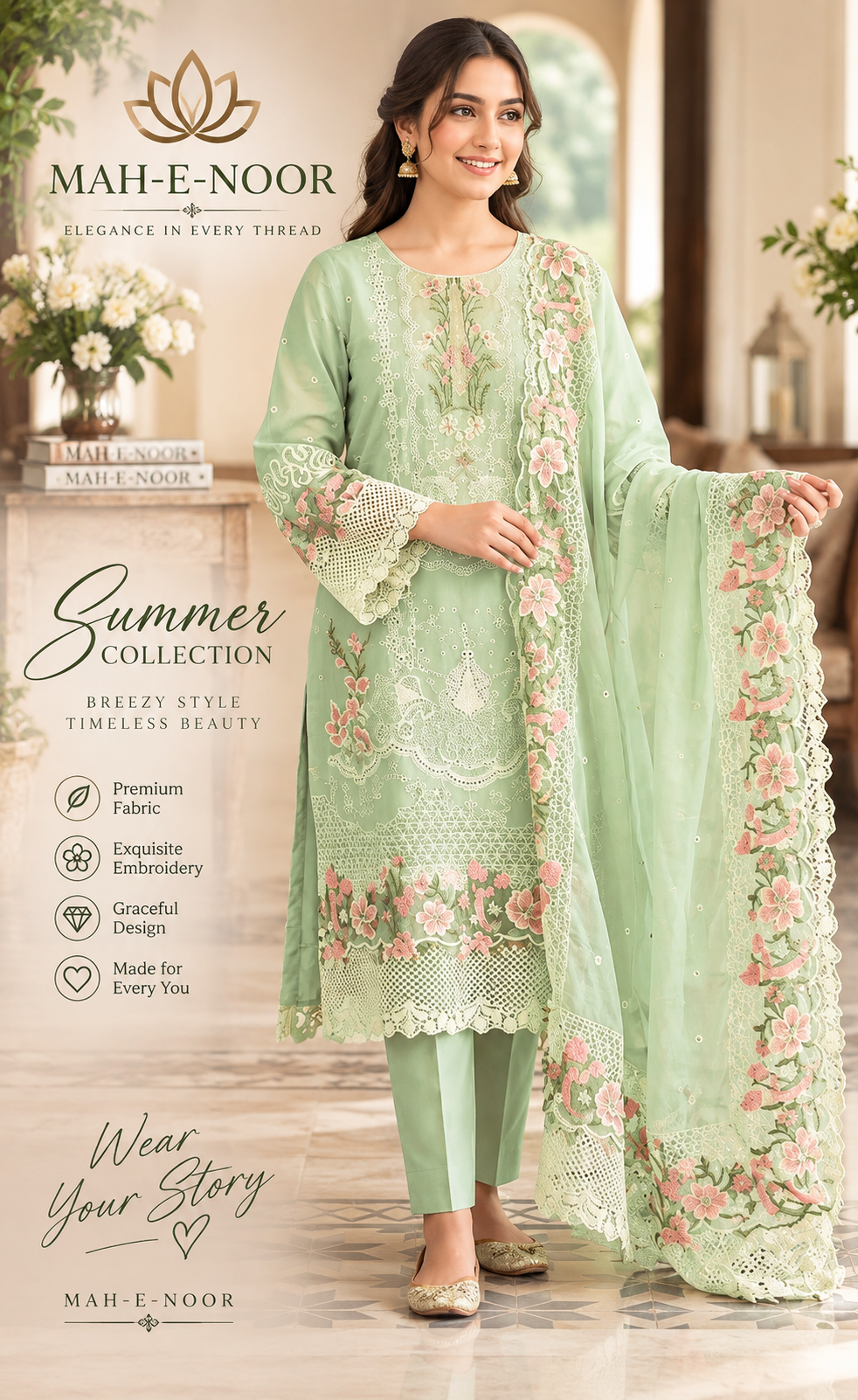 Mah-E-Noor winter 3pc Dyed Dhanak