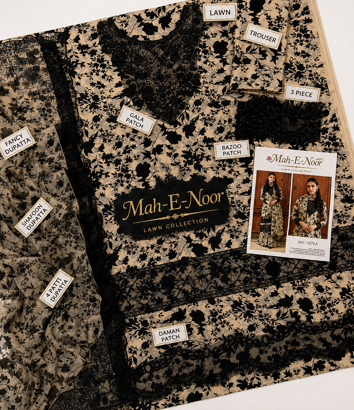 Mah-E-Noor Premium Digital Printed Lawn 3-Piece