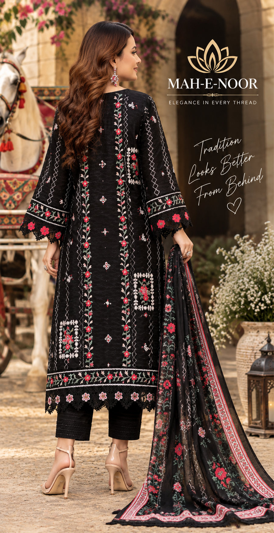 Mah-E-Noor winter 3pc Dyed Dhanak