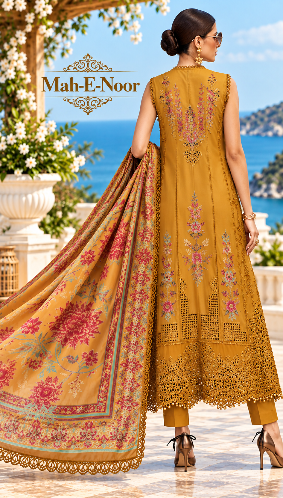 Mah-E-Noor winter 3pc Emboridered Viscose