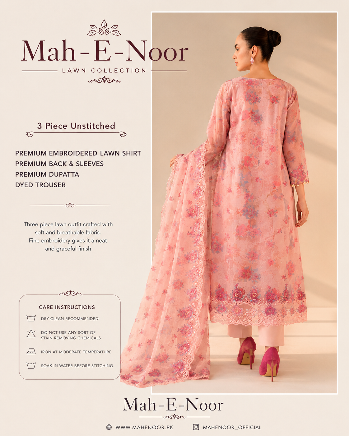 Mah-E-Noor Premium Lawn 3-Piece