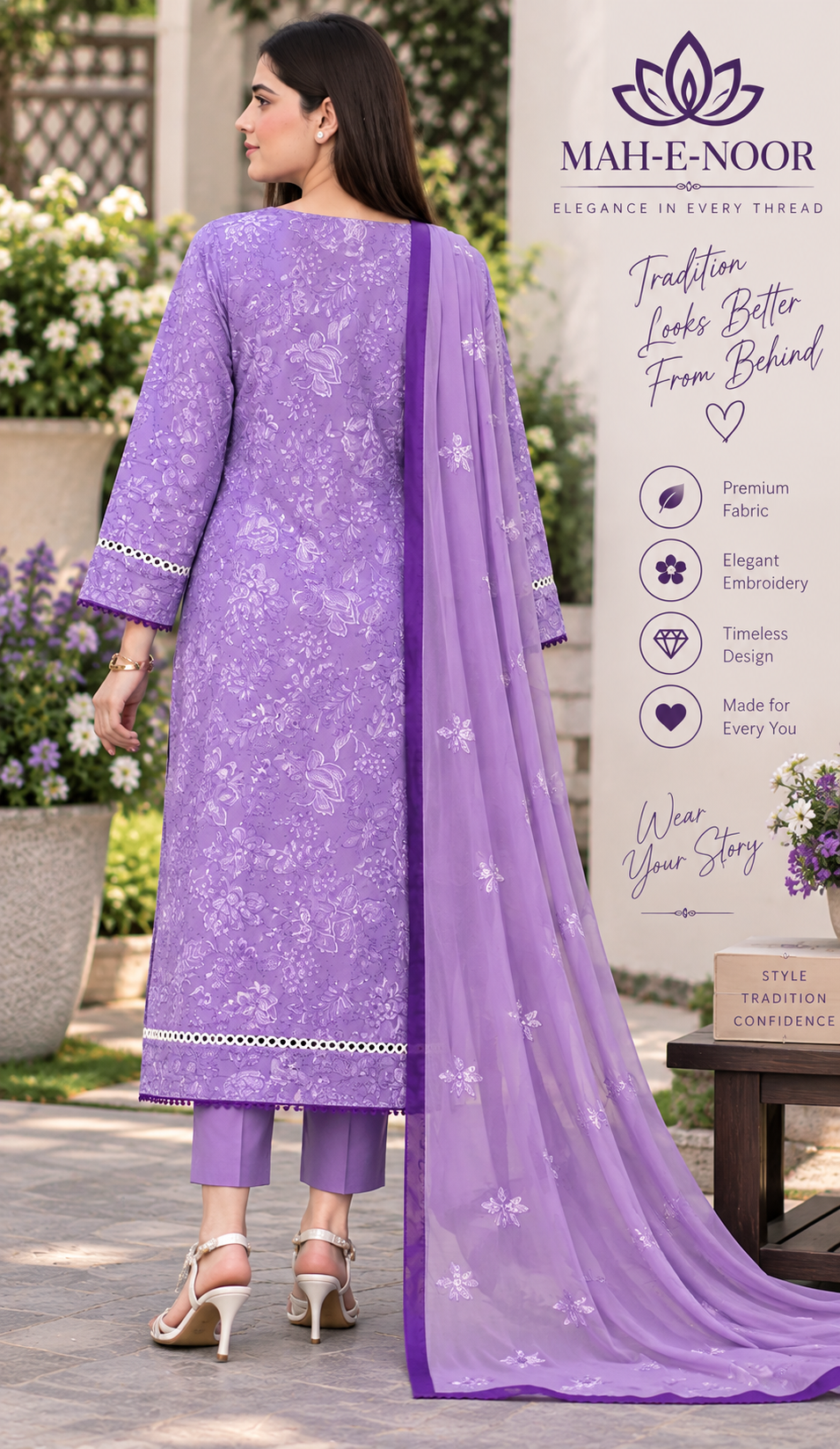 Mah-E-Noor winter 3pc Dyed Dhanak