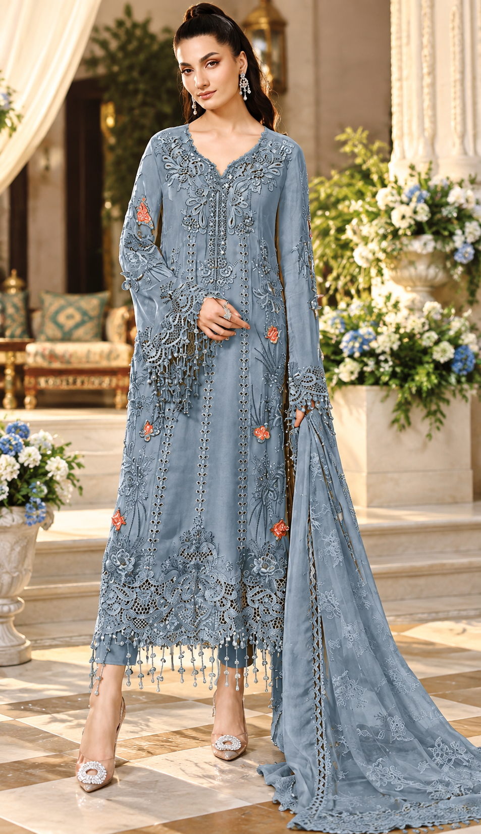 Mah-E-Noor winter 3pc Emboridered Viscose